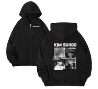 kueodao Sweat À Capuche Zippé avec Imprimé Poster, Style Décontracté, for Hommes Et Femmes.(BLACK8,S)