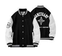 kueodao Veste De Baseball De Rue Décontractée TheStarChapterSANCTUARY Mode Unisexe À Manches Longues Vêtements D'extérieur(Black1-thicked,L)