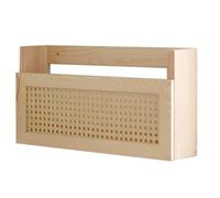 Kueohse 1 étagère murale pour magazine avec porte-documents en rotin de couleur bois, étagère suspendue en rotin, organisateur de courrier en bois pour et le bureau