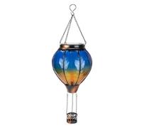 Kueohse 1 Lanterne Solaire à Ballon à Air Chaud avec Lumière de Flamme Vacillante, Lampe Suspendue Solaire Extérieure Imperméable en Acrylique + Métal pour Jardin, Cour et Terrasse