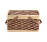 Kueohse 1 Panier en Bambou Naturel Tissé Respectueux de l'environnement avec Couvercle, Idéal pour Pique-Nique, à à la Main pour des Collations ou du Pain.