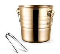 Kueohse 1 PièCe SéRie 3L Seau à Glace en Acier Inoxydable éPais Seau à Glace TêTe de Seau à Glace FêTe (Or)