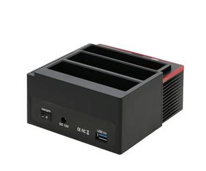 Kueohse 1 Pièce Station d'accueil pour Disque Dur à Double Baie Multifonctionnelle Tout en 1 pour Disque Dur IDE et de 2,5/3,5 Pouces en Plastique Noir avec Base USB 3.0, Prise Européenne