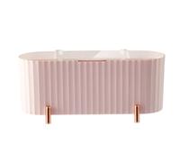 Kueohse 1 Pièce Support Distributeur de Cotons-Tiges de Bureau Boîte de Rangement pour Boules de Coton Pot PP + PS + ABS Rose pour Tampons de Coton Cosmétiques Organisateur de Salle de Bain Bidons