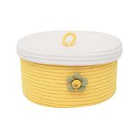 Kueohse 1 Pièces Panier en Corde de Coton avec Couvercle Paniers Tissés Ronds Paniers de Rangement Décoratifs pour Organiser Jaune