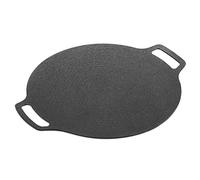 Kueohse 1 poêle à frire en fonte de 38 cm d'épaisseur, plaque de cuisson plate pour crêpes, antiadhésive, barbecue, cuisinière à induction, flamme ouverte, casserole, noire