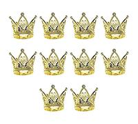 Kueohse 10 PièCes Mini Couronne Princesse Topper Cristal Enfants Cheveux Ornements pour Mariage FêTe d'anniversaire Gâteau DéCoration Outils Doré
