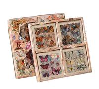 Kueohse 100 Feuilles D'Autocollants de Scrapbooking Vintage avec Plantes et Fleurs de Papillons pour Fournitures de Journaux Indésirables, Ailes de Papillon