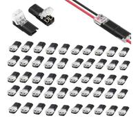Kueohse 100PCS Connecteurs de Fils Sans Soudure à 2 Broches, Connecteurs de Bande LED à Double Câble avec Boucle de Verrouillage.