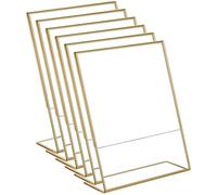 Kueohse 10PCS Cadre en Acrylique Doré, Support de Signe de Table à Dos Incliné pour Carte de Table de Mariage Signes de Restaurant Photos