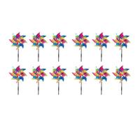 Kueohse 12 Pièces Toupies à Vent Scintillantes pour Cour et Jardin, Décorations de Pelouse, Moulins à Vent Colorés et Réfléchissants