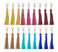 Kueohse 18 Pièces Pompons en Cuir PU, Porte-Clés de 5,9 Pouces avec Fermoir Mousqueton pour la Fabrication de, Sac à Main