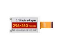 Kueohse 2.15 E-Paper-Display (G), E-Ink, 296 x 160 pixels, Rouge/Noir/Blanc/Jaune, Electronic-Ink Display, SPI Interface