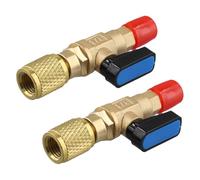 Kueohse 2 Adaptateurs de à Tournant Sphérique Compact pour Réfrigérant 1/4 Pouces SAE 5/16 Pouces SAE pour R410A R134A R12 R22 AC HVAC pour Tuyaux Réfrigérant AC