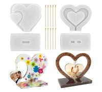 Kueohse 2 Ensembles de Moules en Résine de Cadre Photo 3D en Forme de Cœur, Moule en Silicone pour Résine Époxy, Moules en Résine Époxy, Cadre Photo Personnalisé DIY