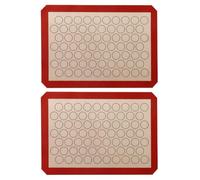 Kueohse 2 Tapis de Cuisson en Silicone pour Macarons - pour Moules à Pâtisserie - Fabrication de Macarons/Pâtisseries/ - Antiadhésif de Qualité Professionnelle, Facile à Utiliser (Rouge)