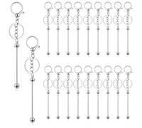 Kueohse 20 Barres de Porte-Clés à Perles, Barre de Porte-Clés à Perles en Métal, Porte-Clés Vierges à Faire Soi-Même pour Kit de Fabrication de Porte-Clés à Perles