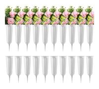 Kueohse 20-Pack Plastique Vases de Cimetière avec Pointes de Terre pour Décorations de Tombes, Porte-Fleurs pour Commémoratifs
