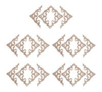 Kueohse 20 Pièces Bois Sculpté Coin Onlay Applique Non Peint Cadre Placard Armoire Décalcomanie pour la Décoration de Meubles de Maison 15 cm