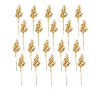 Kueohse 20 Tiges de Baies Artificielles, Tiges de Baies Scintillantes de NoëL de 7,5 Pouces, Pics de NoëL Artificiels pour Arbre de NoëL (Doré)