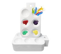 Kueohse 24 Pièces Plateau de Peinture Blanc en Plastique avec Trous de Suspension 6 Palettes Rectangulaires pour Aquarelle Bricolage