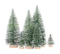 Kueohse 25 Pièces de Noël Artificiels Miniatures 5 Tailles Sisal Soie + Bois avec Base en Bois pour la Décoration Bricolage Décoration de Fête Artisanat