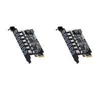 Kueohse 2X Adaptateur USB 3.2 Pci Express Pci E vers 7 Ports Carte Adaptateur D'Extension USB3 Gen1 Extension Pci-E Carte Pci Express