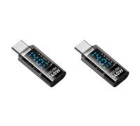 Kueohse 2X Adaptateur USB C Affichage LED Puissance 140W 40Gbps 8K Extension USB C PD3.1 Connecteur Type C Testeur de Puissance Type C Noir