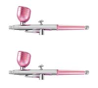 Kueohse 2X Aérographe Portable à Action, Buses de 0,3 mm, Stylo Aérographe pour Modèle de Gâteau, Peinture de Voiture, Beauté, Jet D'Encre Rose
