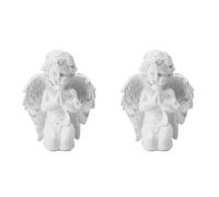 Kueohse 2X Blanc Pur Priant à Genoux avec Aile, Statue de Jardin en Résine, Figurine Commémorative en Résine, Statue de Jardin, Cadeau
