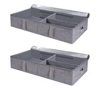Kueohse 2X Boîte de Rangement sous Le Lit 50 L avec Couvercle, Boîte de Rangement Pliable pour Linge avec Parois Latérales/Fond Robustes et Séparateurs Réglables en PVC