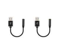 Kueohse 2X Câble Audio USB vers 3,5 mm USB A vers 3,5 mm Carte Son Stéréo Externe Casque Microphone Adaptateur Audio Noir