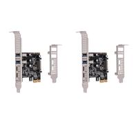 Kueohse 2X Carte D'Extension PCI 4 Ports (Type-C+A) Carte D'Extension USB 3.2 Hub Haute Vitesse 5 Gbit/S sans Pilote pour Ordinateur de Bureau