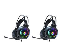 Kueohse 2X Casque de 7.1 Stéréo Surround, Console de pour Ordinateur avec Microphone, Casque RVB