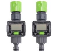 Kueohse 2X Débitmètre D'Eau Numérique IPX6 Tuyau D'Arrosage Extérieur Calcul de la Consommation D'Eau Débit D'Eau Connecteurs Filetés 3/4 Pouces