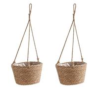 Kueohse 2X Jardinière Suspendue en Macramé, Panier de Rangement pour Plantes, Corde de Jute Tissée, Support de Pot de Fleur Intérieur et Extérieur, Couleur Primaire M