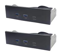 Kueohse 2X Panneau USB pour PC 2 Ports USB 3.2 GEN1 5 Gbit/S + 1 Port Type-C 10 Gbit/S/20 Gbit/S Hub pour Baie de Lecteur de Disquette de Bureau 5,25 Pouces