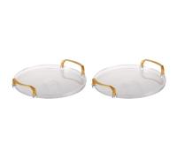 Kueohse 2X Plateau de Service Rond Transparent en Acrylique, Plateau de Vanité de Salle de Bain, Plateau Décoratif avec Poignée Dorée pour Table Basse, Bureau C