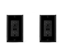 Kueohse 2X Prise GFCI 15 A, Prise Électrique GFI Auto-Test, Prise GFCI Inviolable avec Plaque Murale Noire