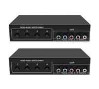 Kueohse 2X Sélecteur de Signal Vidéo Composant 4x1 YPbPr YCbCr Audio DSW41 Bouton de Panneau de Séparation Commutateur Manuel CVBS 720P Coque Métallique