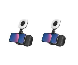 Kueohse 2X Téléphone Bluetooth Portable Sefile Stick Poignée Stabilisateur Vlog Selfie Fill Light Photographie Accessoires Noir avec Lumière