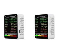 Kueohse 2X Testeur de Qualité de L'Air Multifonctionnel 6 en 1 avec Écran LCD, Testeur de Qualité de L'Air Mural pour et le Bureau