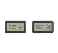 Kueohse 2X Thermomètre Hygromètre Intérieur avec Réveil, Thermomètre Numérique LCD, pour Chambre, Salon, Cave à Vin (Noir)