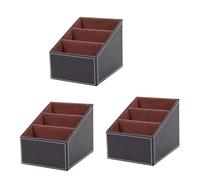 Kueohse 3 Pcs Boite de Rangement A Telecommande en Cuir Organisateur de Telecommande CD Telephone Boite de Rangemen (Brun)