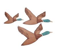 Kueohse 3 Tailles de Canard Colvert Art Mural Canards en Bois Décoration Murale Rustique Oiseaux Volants Décoration Murale en Bois Sculpté Art Mural pour