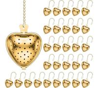 Kueohse 30 Pièces Passoire à Thé en Acier Inoxydable Diffuseur à Intervalles de Thé Filtres à Thé en en Forme de Coeur avec Crochet à Chaîne Étendu