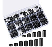 Kueohse 320 Pièces Ensemble D'Entretoises de Vis de Prise Électrique Kit D'Assortiment D'Entretoises Rondes en Nylon Noir Entretoises en Plastique Sans Filetage