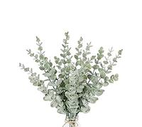 Kueohse 36 Morceaux de Tiges D'Eucalyptus Tiges de Feuilles D'Eucalyptus Artificielles Branches de Feuilles Tactiles Grises VéRitables