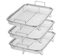 Kueohse 3Piece Air Fryer Basket Panier de Gril en Acier Inoxydable Ensemble de Paniers en Antiadhésive pour Four,