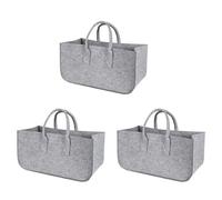 Kueohse 3X Accessoire Décoration ÉLégant Sac de Rangement Journal Pique-Nique Vêtements Feutre Bois de Chauffage Shopping Voyage Panier Gris Clair